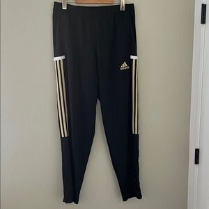 Adidas Black Joggers with Gold Stripes